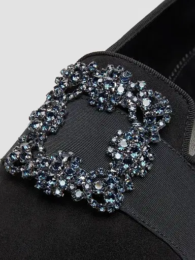 Manolo Blahnik Men's Carlton Crystal-Buckle Loafers - Black Suede - Size 8.5 | Thumbnail 5 Manolo Blahnik Men's Carlton Crystal-Buckle Loafers - Black Suede - Size 8.5 | Thumbnail 5