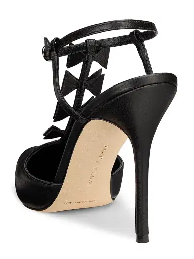 Manolo Blahnik Women's Maurata 105MM Bow-Detailed Leather T-Strap Pumps - Black | Thumbnail 3 Manolo Blahnik Women's Maurata 105MM Bow-Detailed Leather T-Strap Pumps - Black | Thumbnail 3