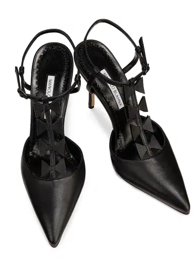 Manolo Blahnik Women's Maurata 105MM Bow-Detailed Leather T-Strap Pumps - Black | Thumbnail 4 Manolo Blahnik Women's Maurata 105MM Bow-Detailed Leather T-Strap Pumps - Black | Thumbnail 4