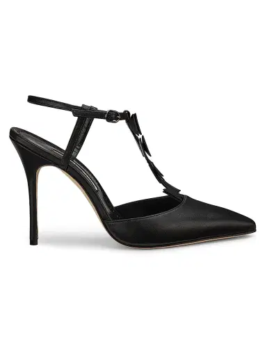 Manolo Blahnik Women's Maurata 105MM Bow-Detailed Leather T-Strap Pumps - Black | Thumbnail 1 Manolo Blahnik Women's Maurata 105MM Bow-Detailed Leather T-Strap Pumps - Black | Thumbnail 1