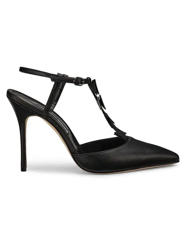 Manolo Blahnik Women's Maurata 105MM Bow-Detailed Leather T-Strap Pumps - Black