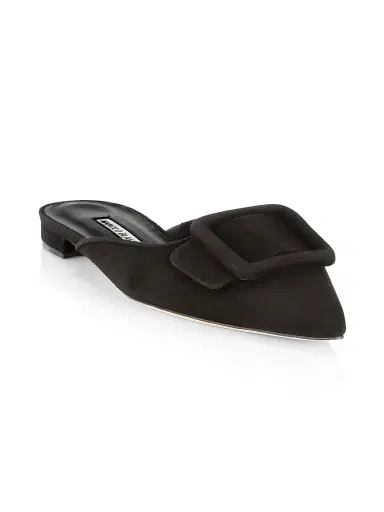Manolo Blahnik Women's Maysale Suede Flats - Black - Size 11 | Thumbnail 2 Manolo Blahnik Women's Maysale Suede Flats - Black - Size 11 | Thumbnail 2