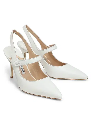 Manolo Blahnik Women's Camparisli 90MM Leather Mary Jane Pumps - White - Size 8 | Thumbnail 2 Manolo Blahnik Women's Camparisli 90MM Leather Mary Jane Pumps - White - Size 8 | Thumbnail 2