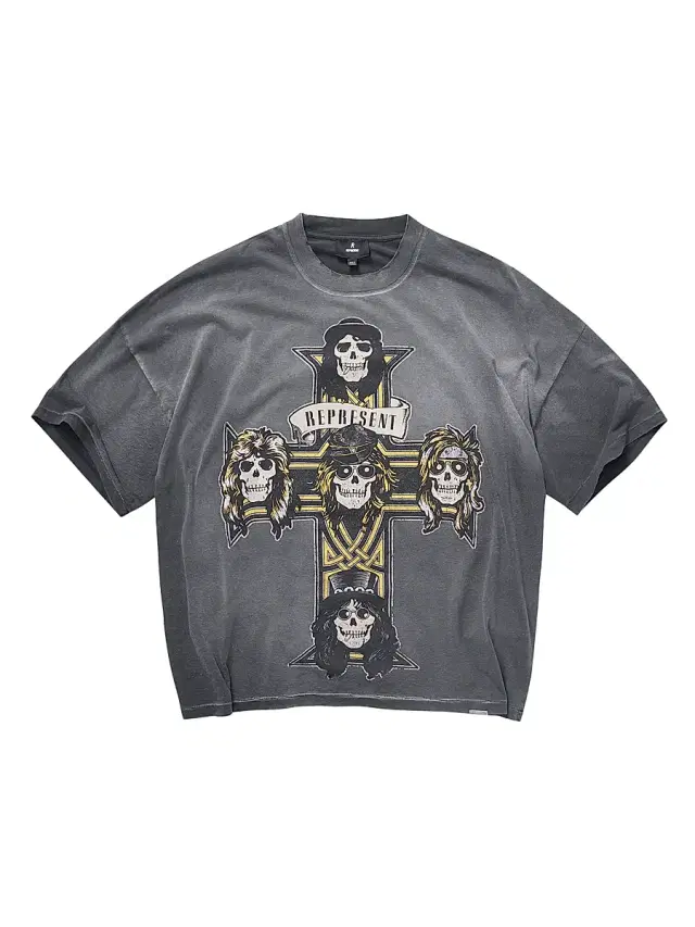 Men's Guns N' Roses Cross Crewneck T-Shirt - Stained Black