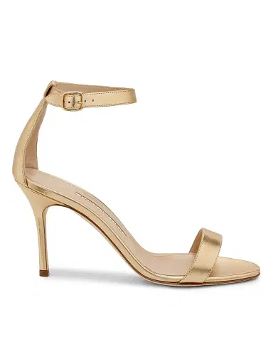 Manolo Blahnik Women's Chaos Metallic Leather Sandals - Gold - Size 7.5 | Thumbnail 1 Manolo Blahnik Women's Chaos Metallic Leather Sandals - Gold - Size 7.5 | Thumbnail 1