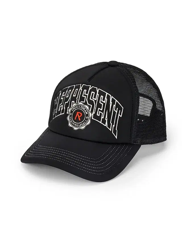 Represent Men's Legacy Crest Logo Trucker Hat - Black