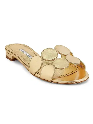 Manolo Blahnik Women's Haribal Leather Sandals - Gold - Size 7 | Thumbnail 2