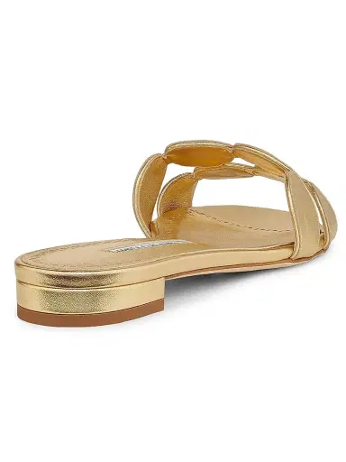 Manolo Blahnik Women's Haribal Leather Sandals - Gold - Size 7 | Thumbnail 3