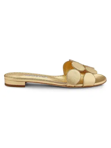 Manolo Blahnik Women's Haribal Leather Sandals - Gold - Size 7 | Thumbnail 1