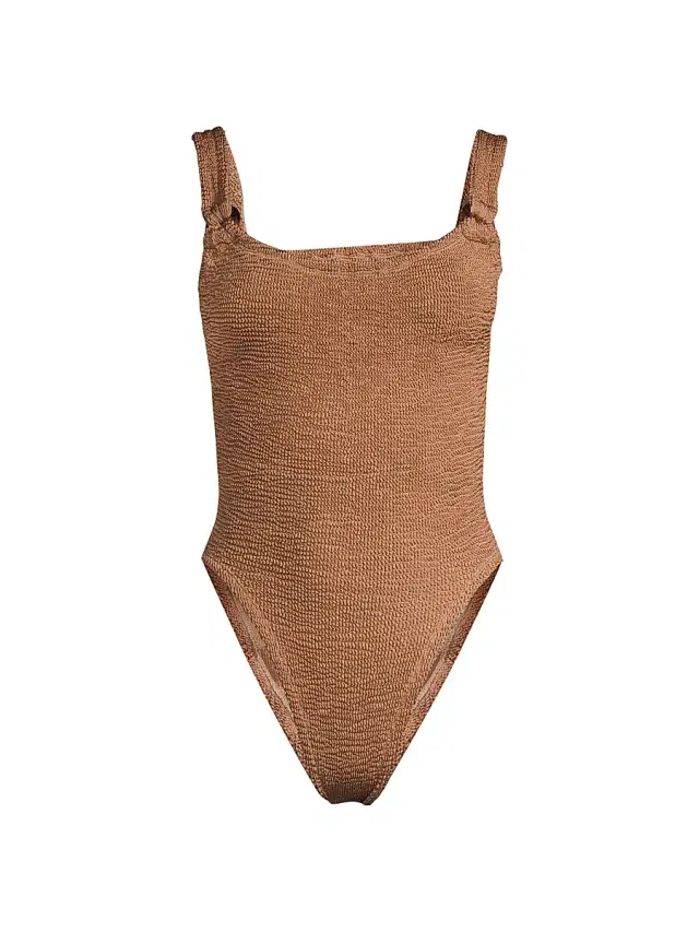 Hunza G Women's Domino One-Piece Swimsuit - Metallic Cocoa