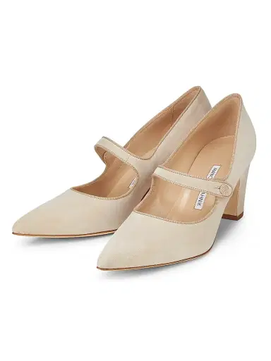 Manolo Blahnik Women's Campariba Suede Block-Heel Pumps - Beige - Size 11 | Thumbnail 2