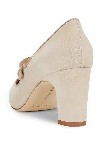 Manolo Blahnik Women's Campariba Suede Block-Heel Pumps - Beige - Size 11 | Thumbnail 3