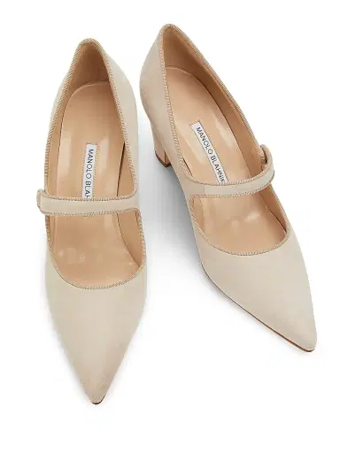 Manolo Blahnik Women's Campariba Suede Block-Heel Pumps - Beige - Size 11 | Thumbnail 4