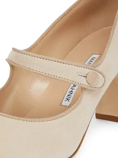 Manolo Blahnik Women's Campariba Suede Block-Heel Pumps - Beige - Size 11 | Thumbnail 5