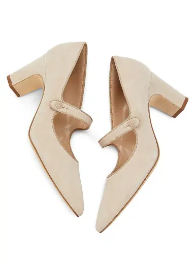 Manolo Blahnik Women's Campariba Suede Block-Heel Pumps - Beige - Size 11 | Thumbnail 6