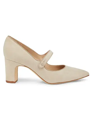 Manolo Blahnik Women's Campariba Suede Block-Heel Pumps - Beige - Size 11 | Thumbnail 1