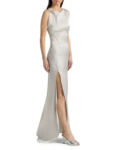 Victoria Beckham Women's Satin Cord Split Side Gown - Magnesium | Thumbnail 2