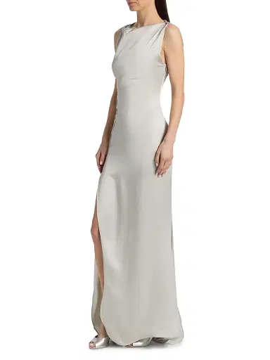 Victoria Beckham Women's Satin Cord Split Side Gown - Magnesium | Thumbnail 4