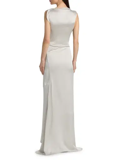 Victoria Beckham Women's Satin Cord Split Side Gown - Magnesium | Thumbnail 5