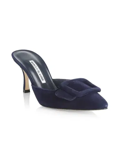 Manolo Blahnik Women's Maysale 70MM Buckle Suede Mules | Thumbnail 2 Manolo Blahnik Women's Maysale 70MM Buckle Suede Mules | Thumbnail 2