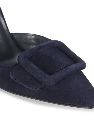 Manolo Blahnik Women's Maysale 70MM Buckle Suede Mules | Thumbnail 6 Manolo Blahnik Women's Maysale 70MM Buckle Suede Mules | Thumbnail 6