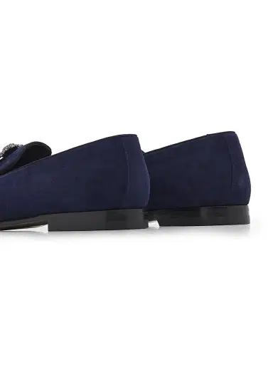Manolo Blahnik Men's Carlton Crystal-Buckle Loafers - Navy - Size 11.5 | Thumbnail 3 Manolo Blahnik Men's Carlton Crystal-Buckle Loafers - Navy - Size 11.5 | Thumbnail 3