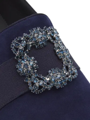 Manolo Blahnik Men's Carlton Crystal-Buckle Loafers - Navy - Size 11.5 | Thumbnail 6 Manolo Blahnik Men's Carlton Crystal-Buckle Loafers - Navy - Size 11.5 | Thumbnail 6
