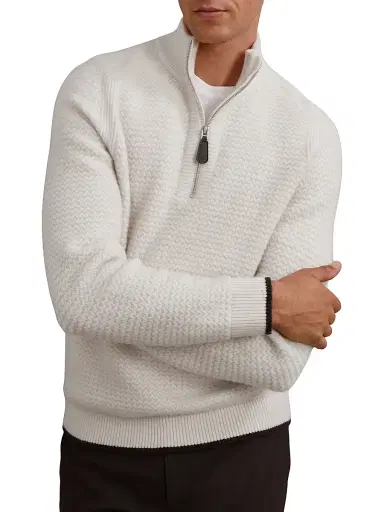 Reiss Men's Stockdale Half-Zip Sweater - Winter White - Size XXL | Thumbnail 2 Reiss Men's Stockdale Half-Zip Sweater - Winter White - Size XXL | Thumbnail 2