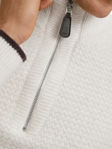 Reiss Men's Stockdale Half-Zip Sweater - Winter White - Size XXL | Thumbnail 4 Reiss Men's Stockdale Half-Zip Sweater - Winter White - Size XXL | Thumbnail 4