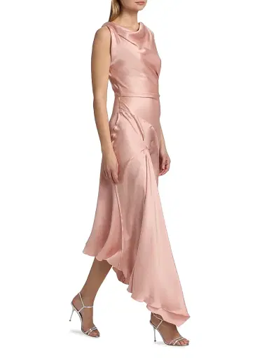 Victoria Beckham Women's Posy Draped Satin Midi-Dress - Dusty Pink | Thumbnail 2