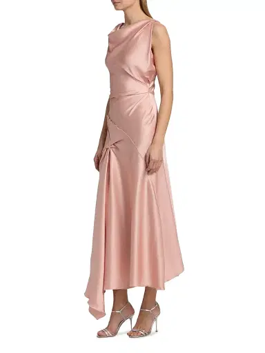 Victoria Beckham Women's Posy Draped Satin Midi-Dress - Dusty Pink | Thumbnail 4