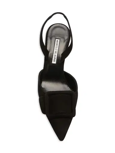 Manolo Blahnik Women's Maysli 70MM Suede Slingback Pumps - Black - Size 5 | Thumbnail 5