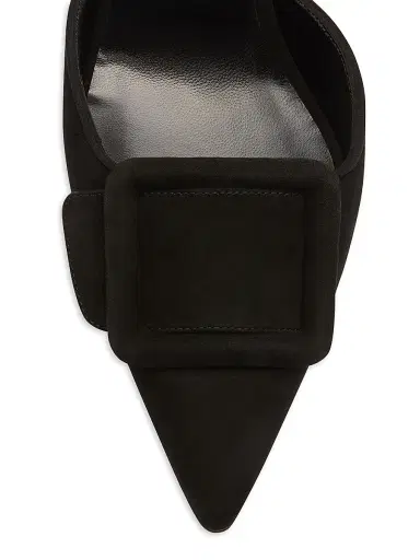 Manolo Blahnik Women's Maysli 70MM Suede Slingback Pumps - Black - Size 5 | Thumbnail 6
