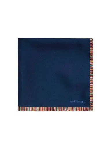 Paul Smith Men's Signature Stripe-Trim Silk Pocket Square | Thumbnail 1 Paul Smith Men's Signature Stripe-Trim Silk Pocket Square | Thumbnail 1