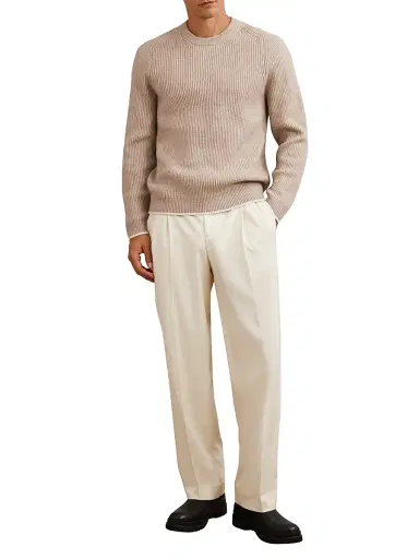Reiss Men's Crammond Brushed Wool-Blend Sweater - Oatmeal Brown - Size XXL | Thumbnail 2 Reiss Men's Crammond Brushed Wool-Blend Sweater - Oatmeal Brown - Size XXL | Thumbnail 2