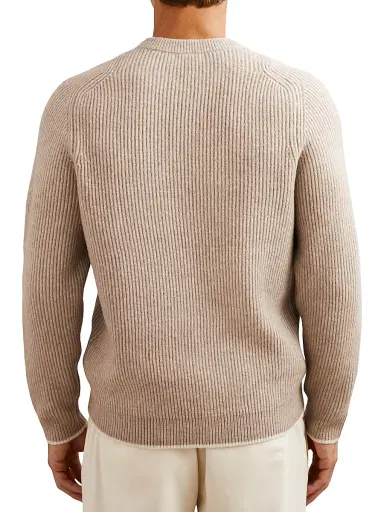 Reiss Men's Crammond Brushed Wool-Blend Sweater - Oatmeal Brown - Size XXL | Thumbnail 4 Reiss Men's Crammond Brushed Wool-Blend Sweater - Oatmeal Brown - Size XXL | Thumbnail 4