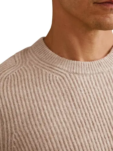 Reiss Men's Crammond Brushed Wool-Blend Sweater - Oatmeal Brown - Size XXL | Thumbnail 5 Reiss Men's Crammond Brushed Wool-Blend Sweater - Oatmeal Brown - Size XXL | Thumbnail 5