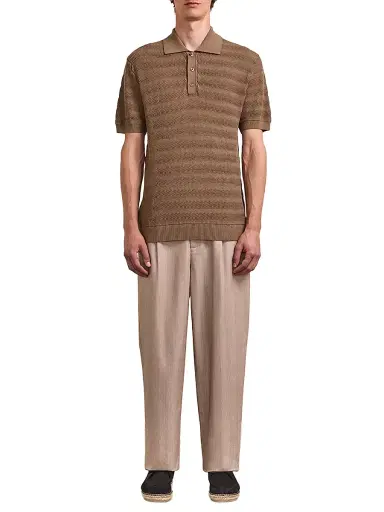 Frescobol Carioca Men's Vidal Cotton Jacquard Polo Shirt - Khaki - Size Large | Thumbnail 2