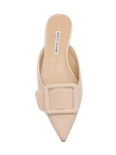 Manolo Blahnik Women's Maysale Suede Flats - Nude - Size 5.5 | Thumbnail 5