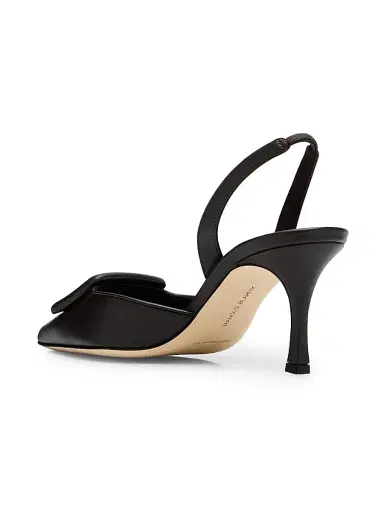 Manolo Blahnik Women's Maysli 70MM Leather Slingback Pumps | Thumbnail 4