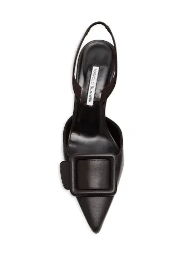 Manolo Blahnik Women's Maysli 70MM Leather Slingback Pumps | Thumbnail 5