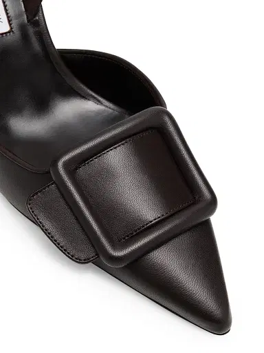 Manolo Blahnik Women's Maysli 70MM Leather Slingback Pumps | Thumbnail 6