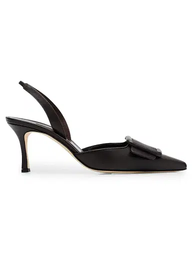 Manolo Blahnik Women's Maysli 70MM Leather Slingback Pumps | Thumbnail 1