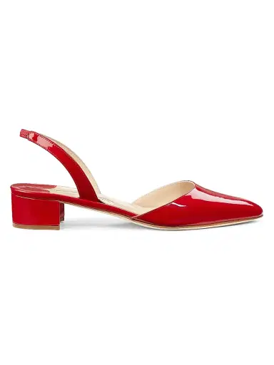Manolo Blahnik Women's Aspro Patent Leather Slingback Pumps - Red - Size 10.5 | Thumbnail 1
