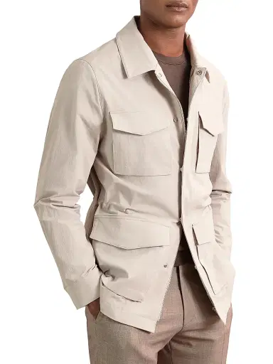 Reiss Men's Bryson Safari Jacket - Stone | Thumbnail 3