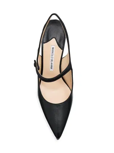 Manolo Blahnik Women's Camparisli 90MM Leather Mary Jane Pumps - Black - Size 11 | Thumbnail 4