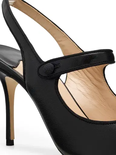 Manolo Blahnik Women's Camparisli 90MM Leather Mary Jane Pumps - Black - Size 11 | Thumbnail 5