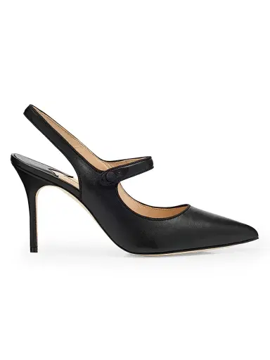 Manolo Blahnik Women's Camparisli 90MM Leather Mary Jane Pumps - Black - Size 11 | Thumbnail 1