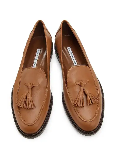 Manolo Blahnik Women's Bucky Tassel Leather Loafers | Thumbnail 4
