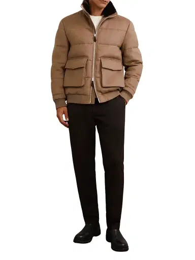 Reiss Men's Gerald Quilted Jacket - Light Brown - Size Large | Thumbnail 2